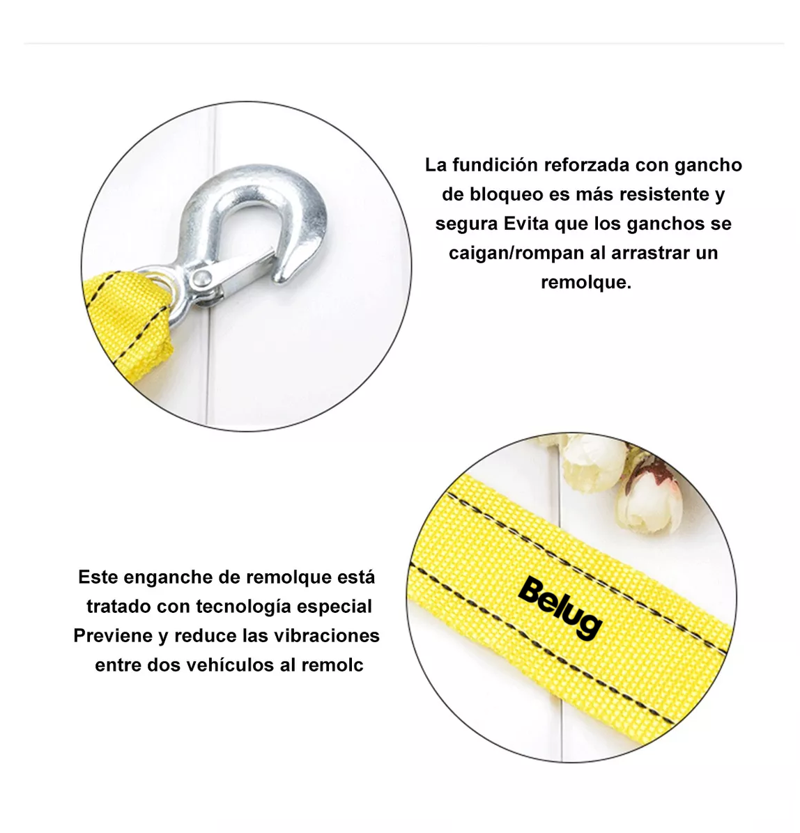 Foto 5 pulgar | Cuerda Remolque Olécranon Doble Capa Espesada Correa 4m/5t Belug Amarillo