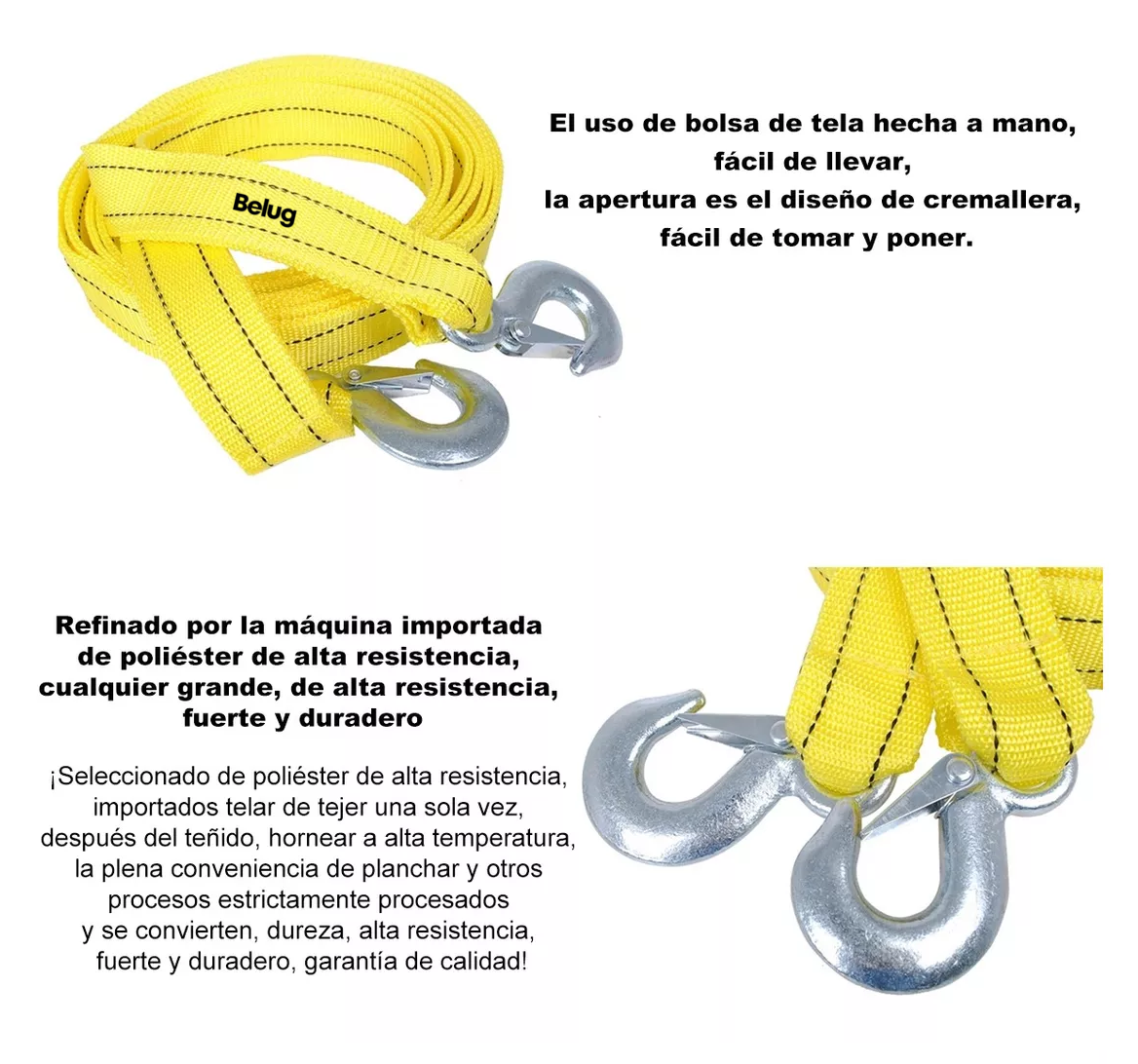 Foto 6 pulgar | Cuerda Remolque Olécranon Doble Capa Espesada Correa 4m/5t Belug Amarillo