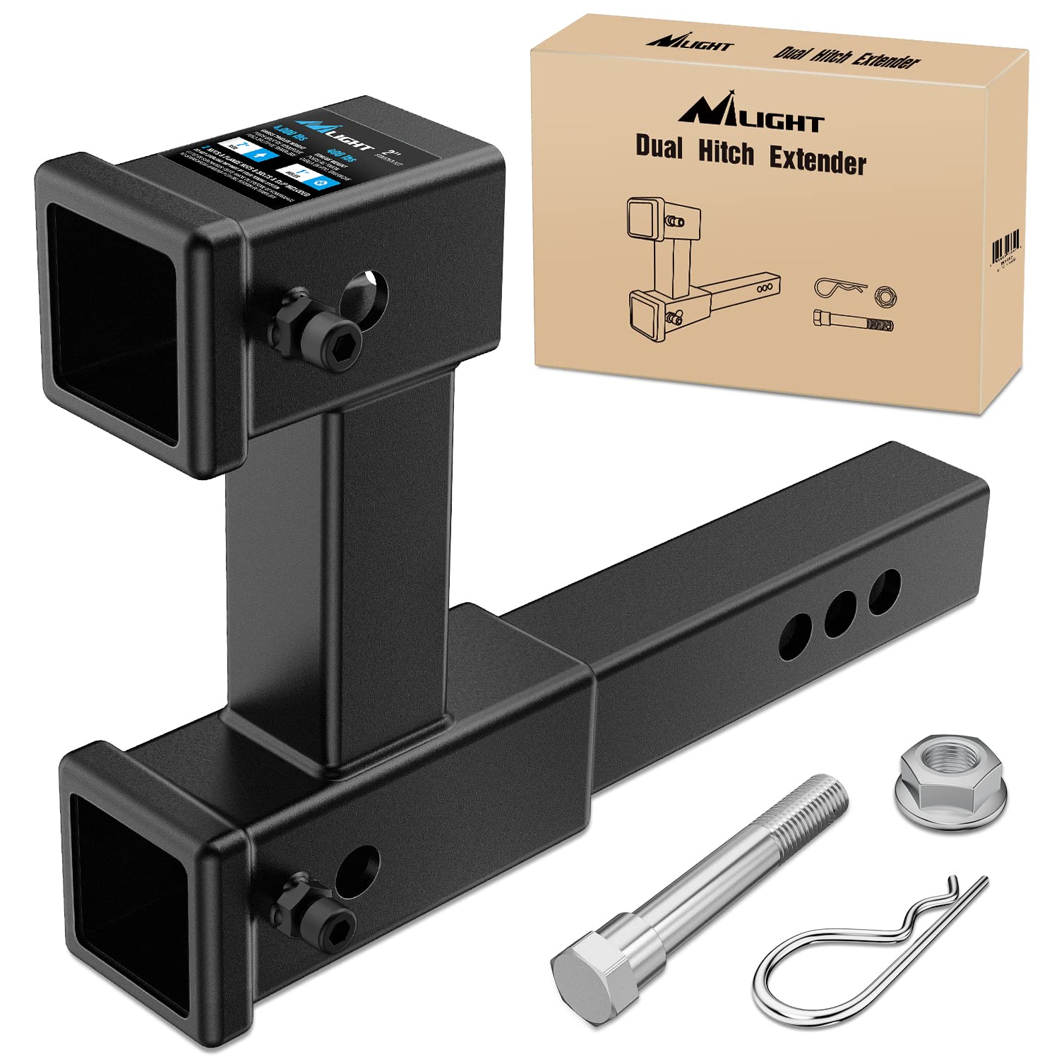 Foto 2 pulgar | Receptor Doble Hitch Extension Nilight De 2 Pulgadas, 25 Cm De Longitud Máxima - Venta Internacional.