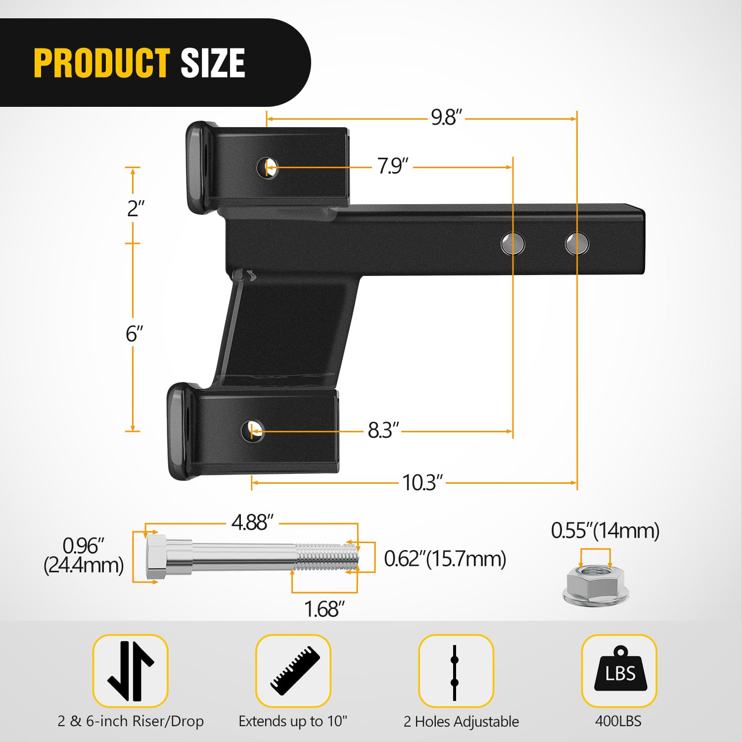 Foto 3 pulgar | Extensor De Doble Enganche Para Remolque, Receptor Nilight De 2 Pulgadas, 10,000 Libras - Venta Internacional.