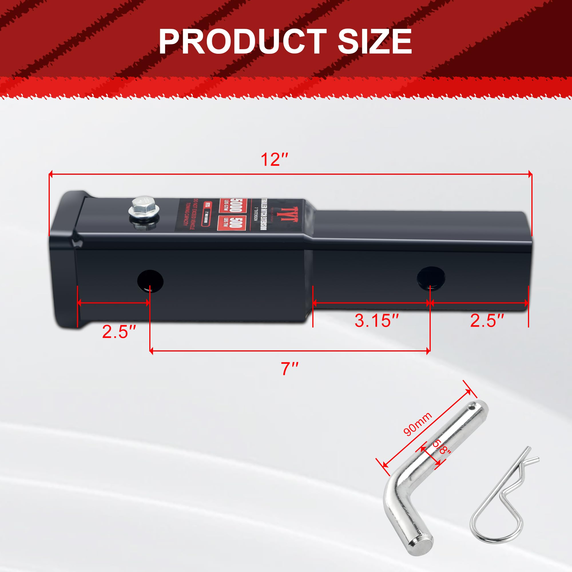 Foto 3 pulgar | Extensor De Tubo De Enganche Para Remolque Tyt Para 2 Receptores  Extensión De 18 Cm - Venta Internacional.