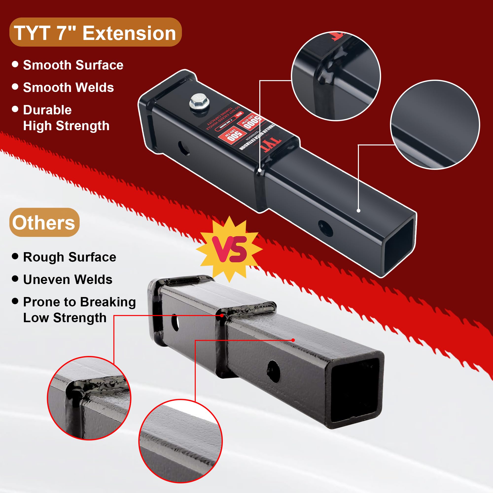 Foto 5 | Extensor De Tubo De Enganche Para Remolque Tyt Para 2 Receptores  Extensión De 18 Cm - Venta Internacional.
