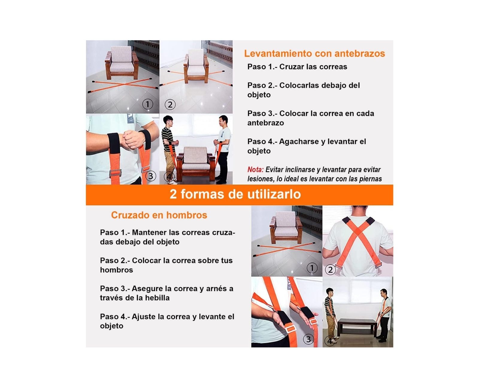 Foto 4 pulgar | Correas de Arnés Ergonómico para Cargar y Mover Objetos Pesados