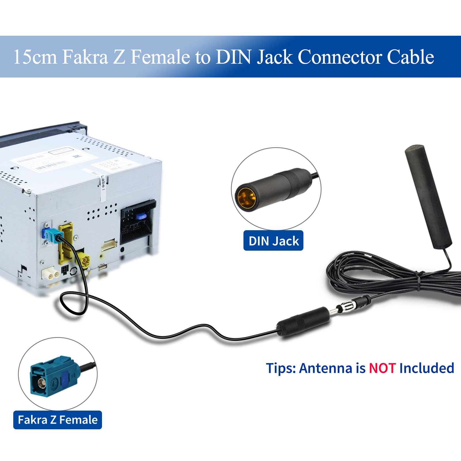 Foto 3 pulgar | Cable Adaptador De Antena Bingfu Universal Fakra Z Hembra A Din - Venta Internacional.