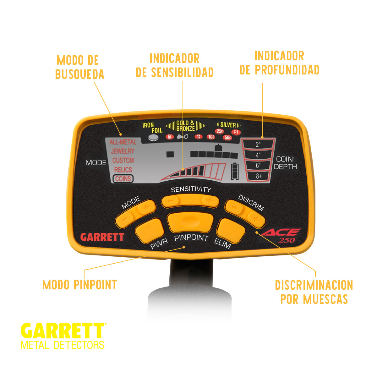 Foto 2 | Detector de Metales Garrett Ace 250