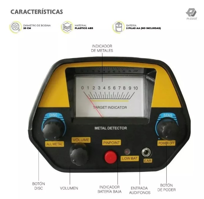 Foto 4 pulgar | Detector De Metal Subterráneos Con Auricular Picool Encuentra Oro Jm202