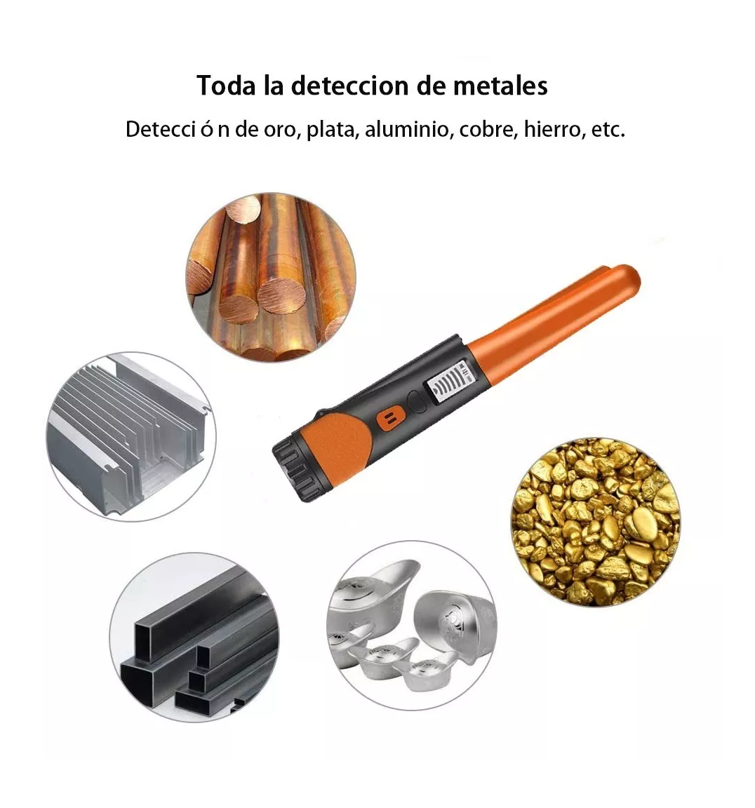 Foto 4 pulgar | Detector de Metales Portátil Belug con LCD color Naranja con Negro