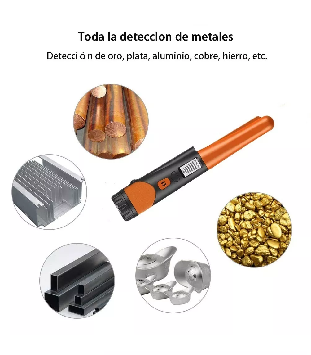 Foto 4 pulgar | Detector De Metales Portátil Buscador Tesoro Con Lcd, Naranja