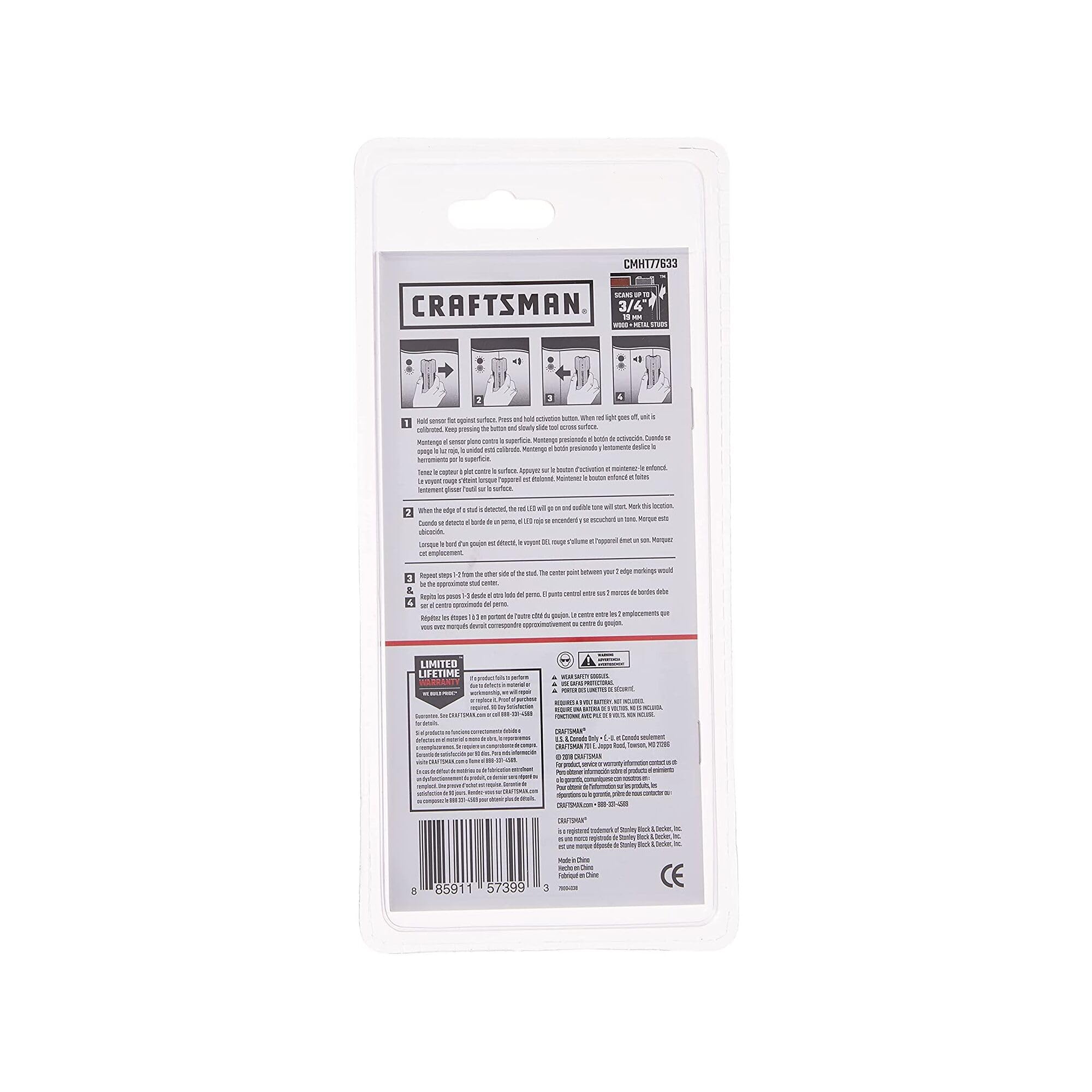 Foto 8 pulgar | Stud Finder Craftsman Cmht77633 De 3/4 Pulgadas De Profundidad Para Pared - Venta Internacional.