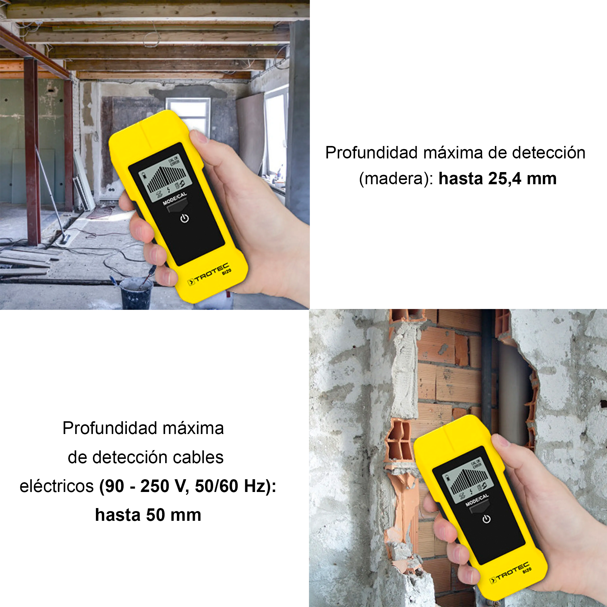 Foto 5 | Escaner De Pared Metales Ferrosos Y No Ferrosos, Cables En Vivo, Subestructuras De Madera A Una Profundidad De 50 Mm