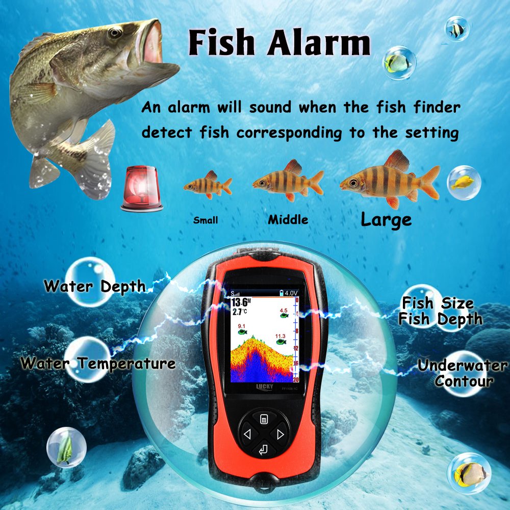 Foto 4 pulgar | Kayak Portátil Fish Finder Lucky Con Cable Y Sensor De Sonar - Venta Internacional.