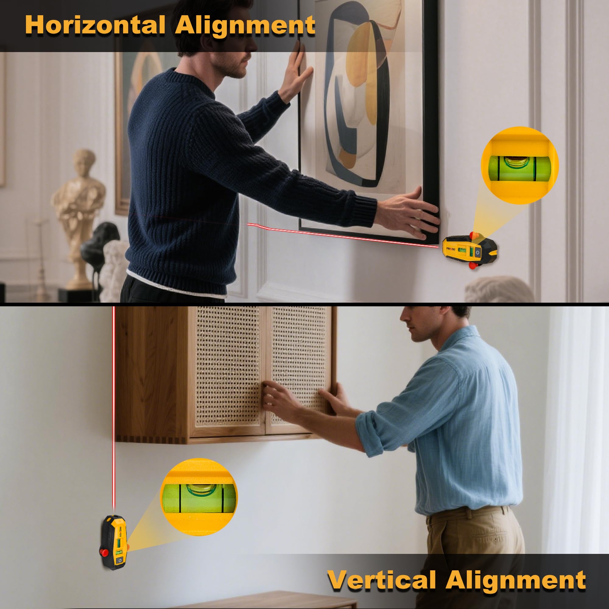Foto 4 pulgar | Stud Finder Prexiso Preciso 2 En 1 Con Nivel Láser Y Viales - Venta Internacional.