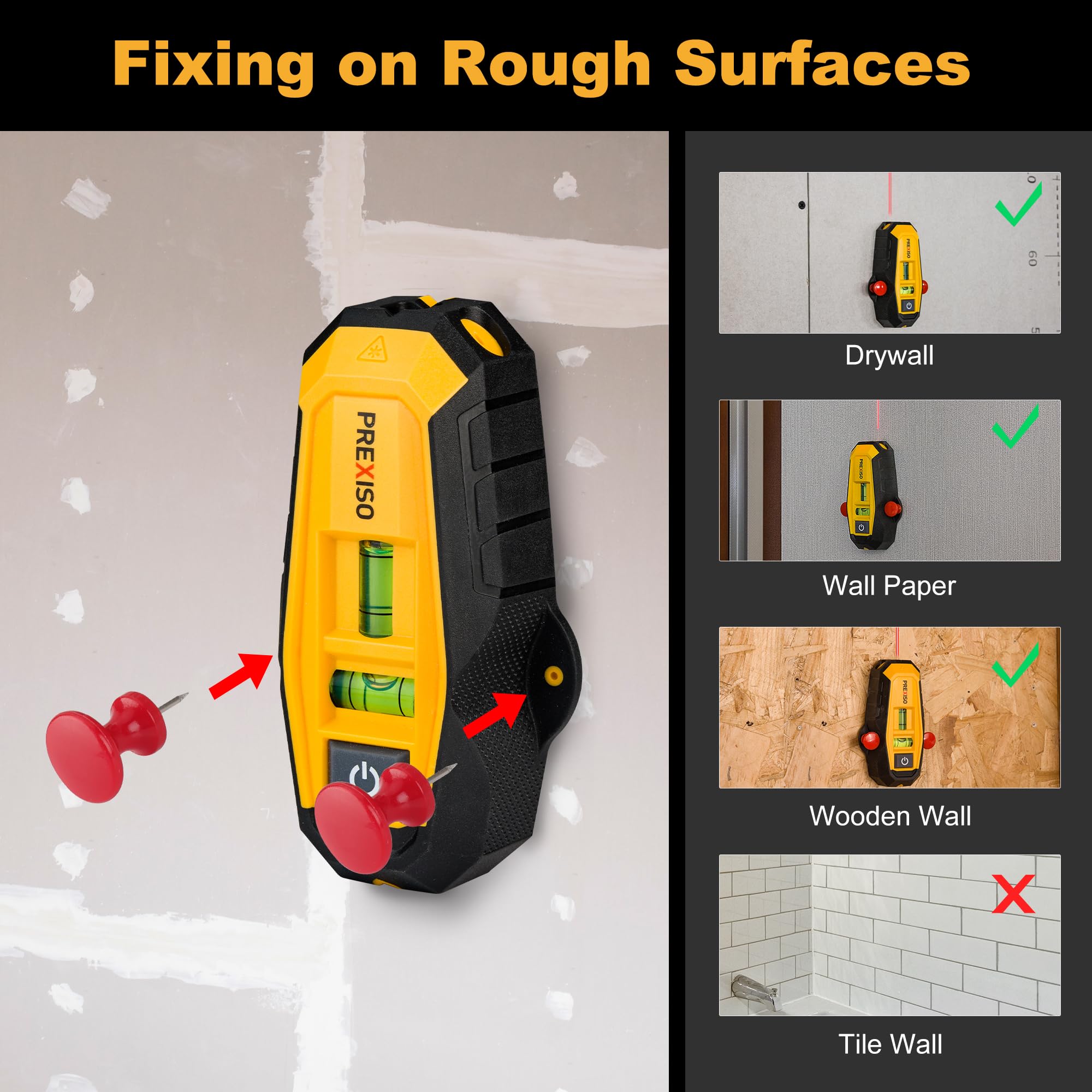 Foto 5 | Stud Finder Prexiso Preciso 2 En 1 Con Nivel Láser Y Viales - Venta Internacional.