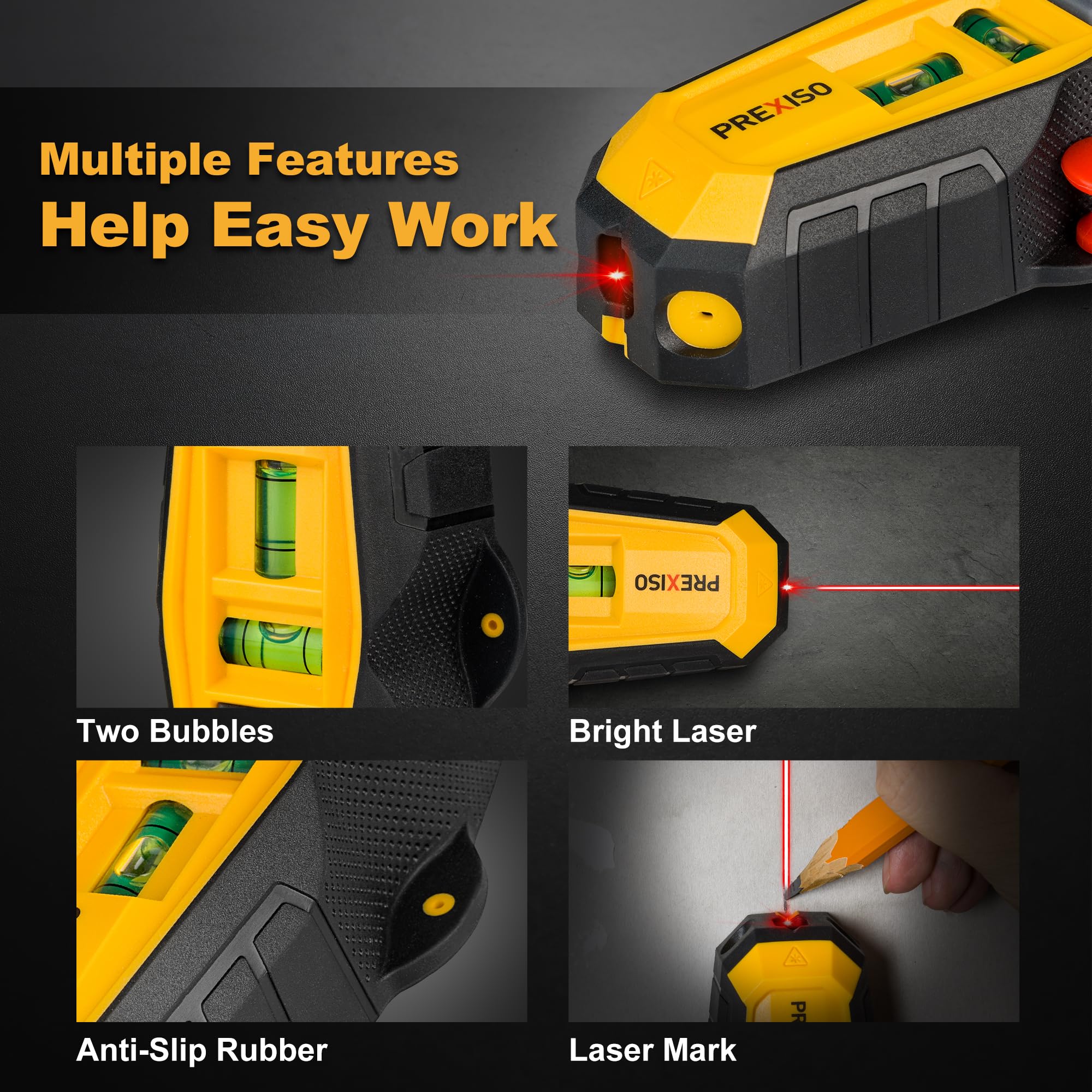 Foto 7 | Stud Finder Prexiso Preciso 2 En 1 Con Nivel Láser Y Viales - Venta Internacional.