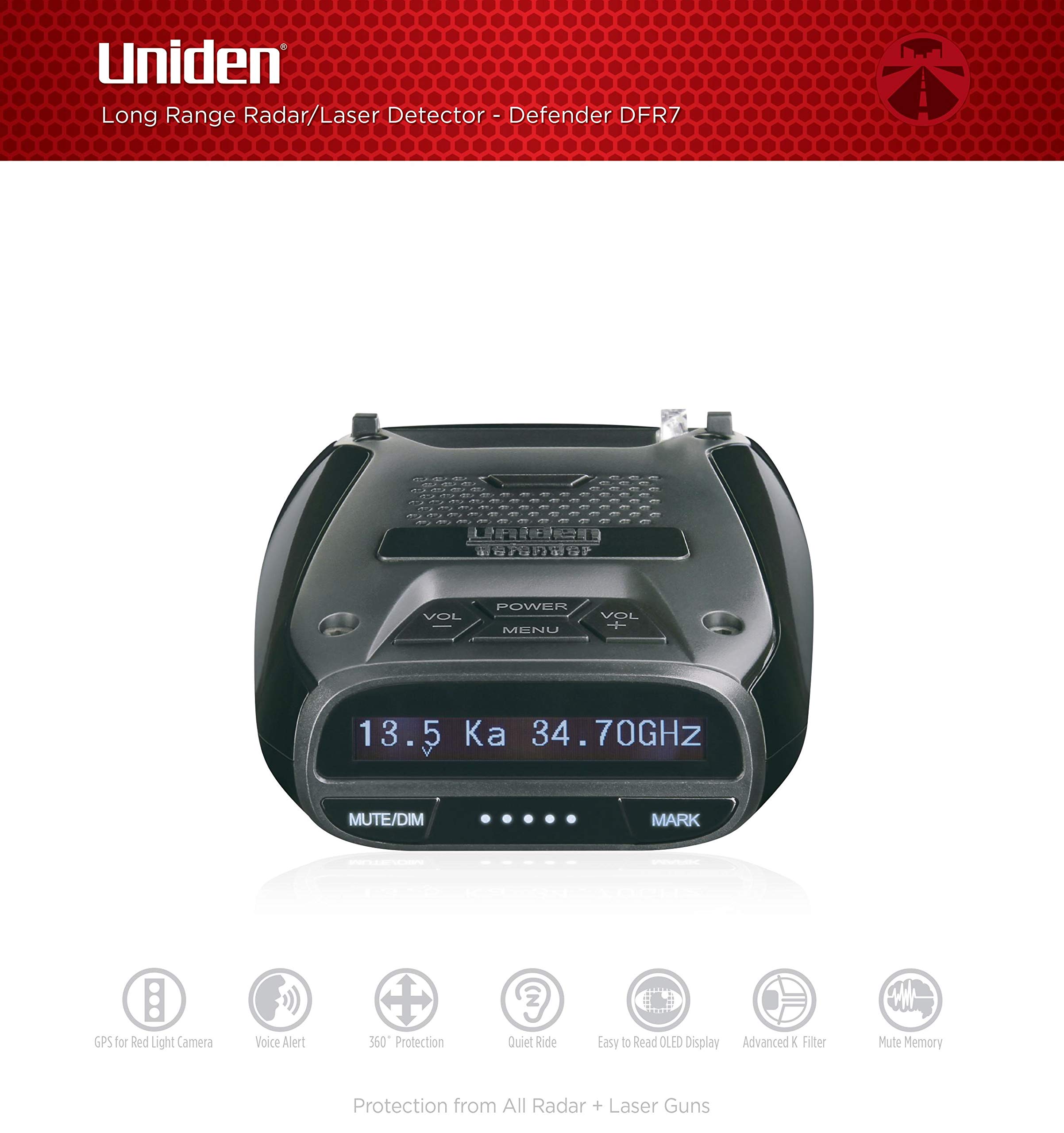 Foto 3 pulgar | Detector De Radar Uniden Dfr7 De Súper Largo Alcance Con Gps, Oled - Venta Internacional.