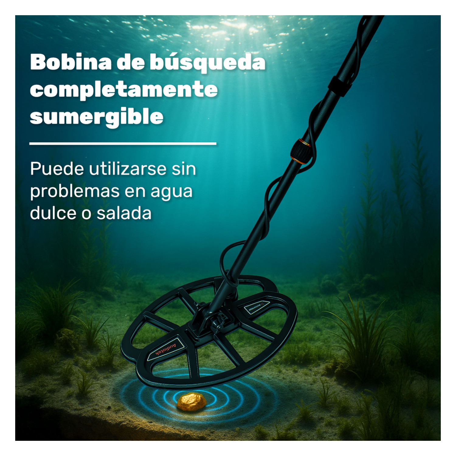 Foto 5 pulgar | Detector Metales 5m Sumergible 4 Modos Recargable Luz Led Audiotek