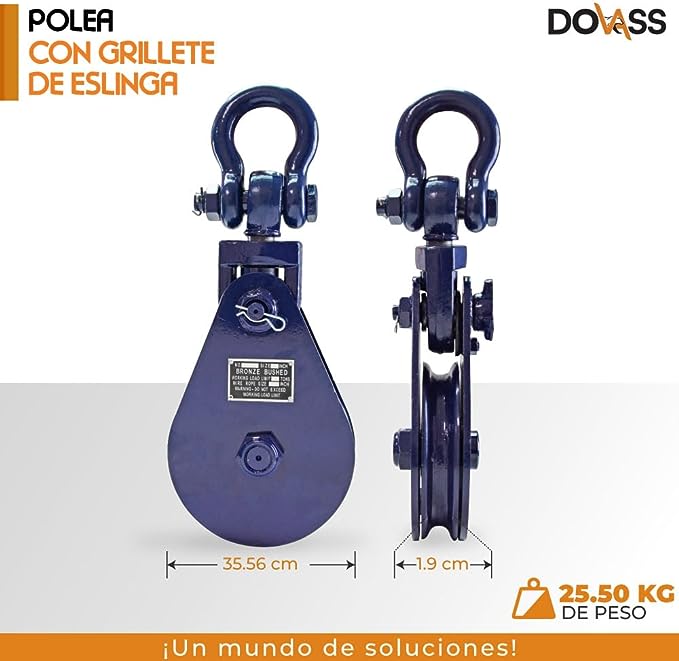 Foto 4 pulgar | Polea con Grillete de Eslinga Karlen 35.56 cm Azul Capacidad 8 Toneladas Cuerda 3/4 Pulg