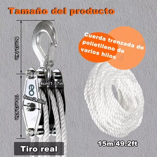 Foto 2 | Polea Garrucha Bloque Elevadora Estándar Eo Safe Imports Esi-18759 Plata