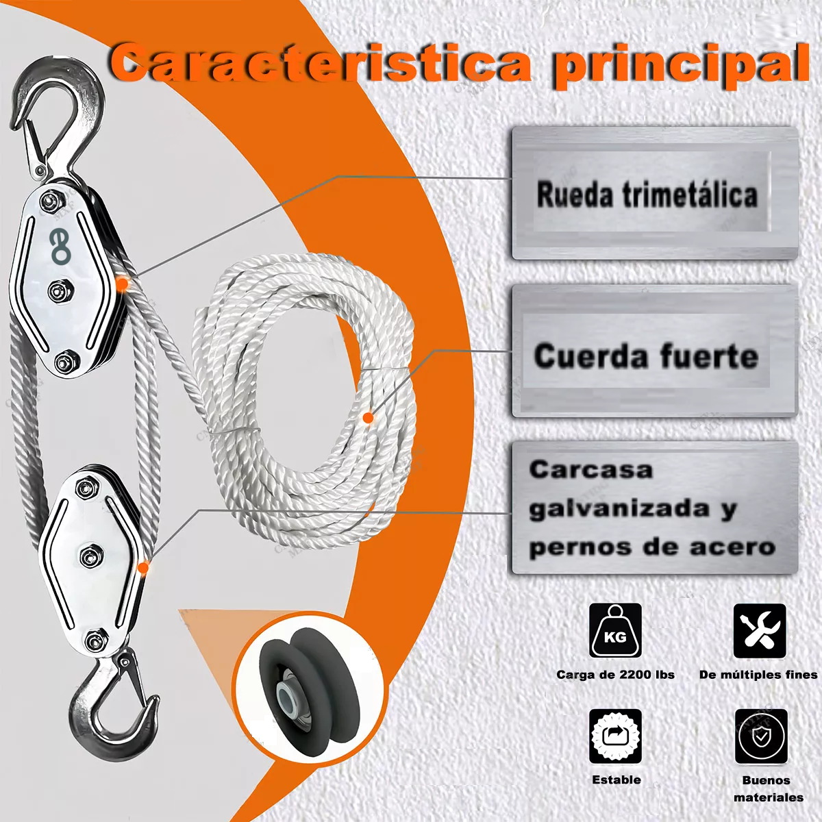 Foto 4 pulgar | Polea Garrucha Bloque Elevadora Estándar Eo Safe Imports Esi-18759 Plata