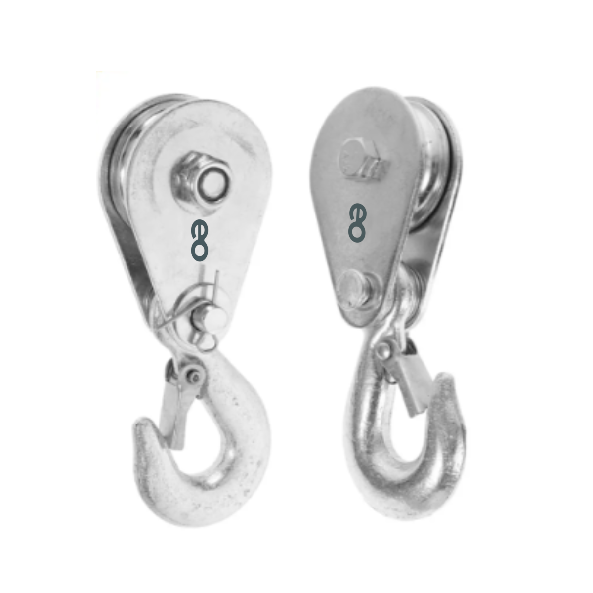 Set 2 Piezas Polea Fija Metalica Con Gancho Carga 1000 Kg Eo Safe Imports Esi-18760 Plata