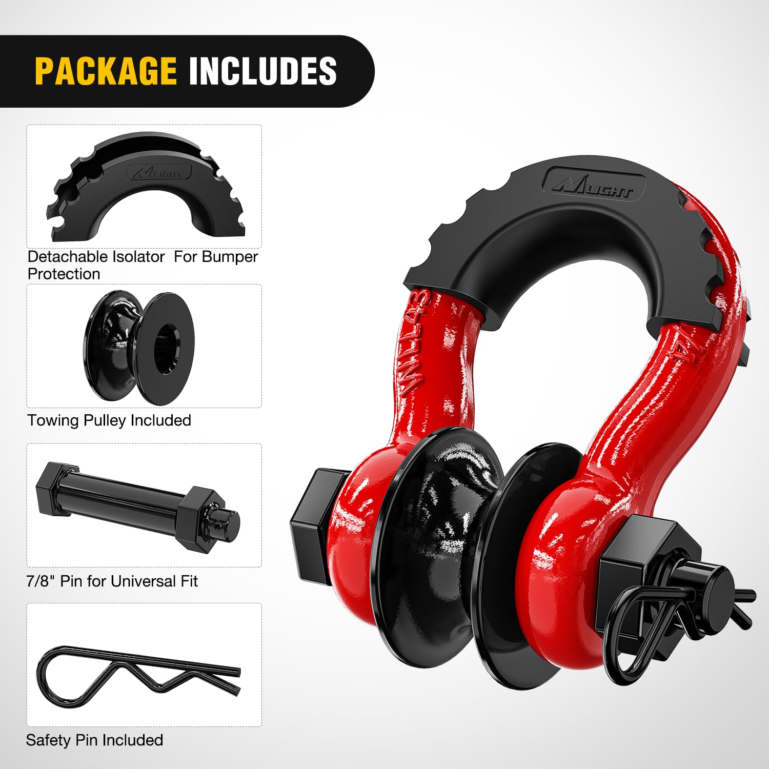 Foto 4 pulgar | Shackle Nilight Con Forma De Anillo En D, 4,75 Toneladas, Con Polea De Remolque, 2 Unidades, Color Rojo - Venta In