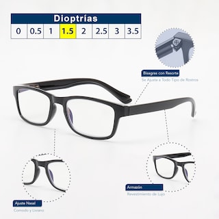 Foto 3 | Magma Life Lentes Lectura Y Computadora 5 Piezas Con Blue Light Y Armazón Negro (1.5 Dioptrías Multicolor)
