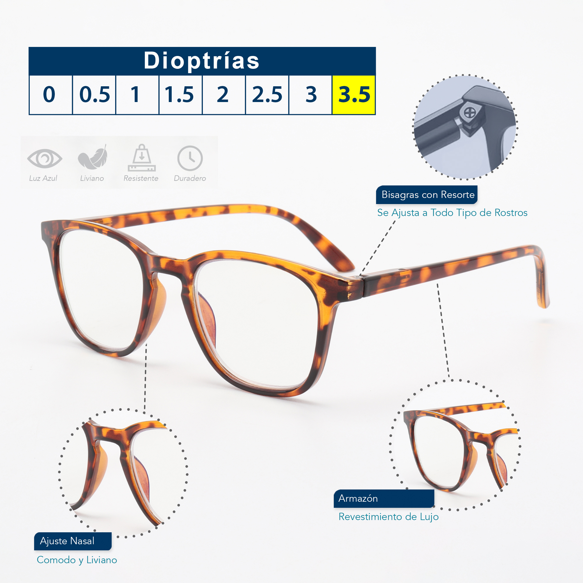 Foto 3 | Magma Life Lentes Para Computadora Y Lectura 3.5 Dioptrías | Pack De 5 Gafas Blue Light Con Armazones Modernos