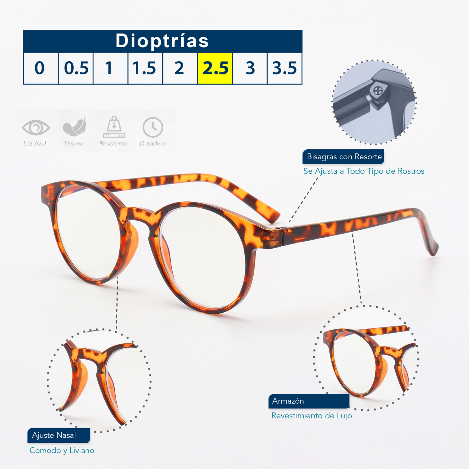 Foto 4 pulgar | Magma Life Lentes Para Computadora Y Lectura: Set De 5 Con Tecnología Blue Light Y Armazones Clásicos (2.5 Dioptrías)