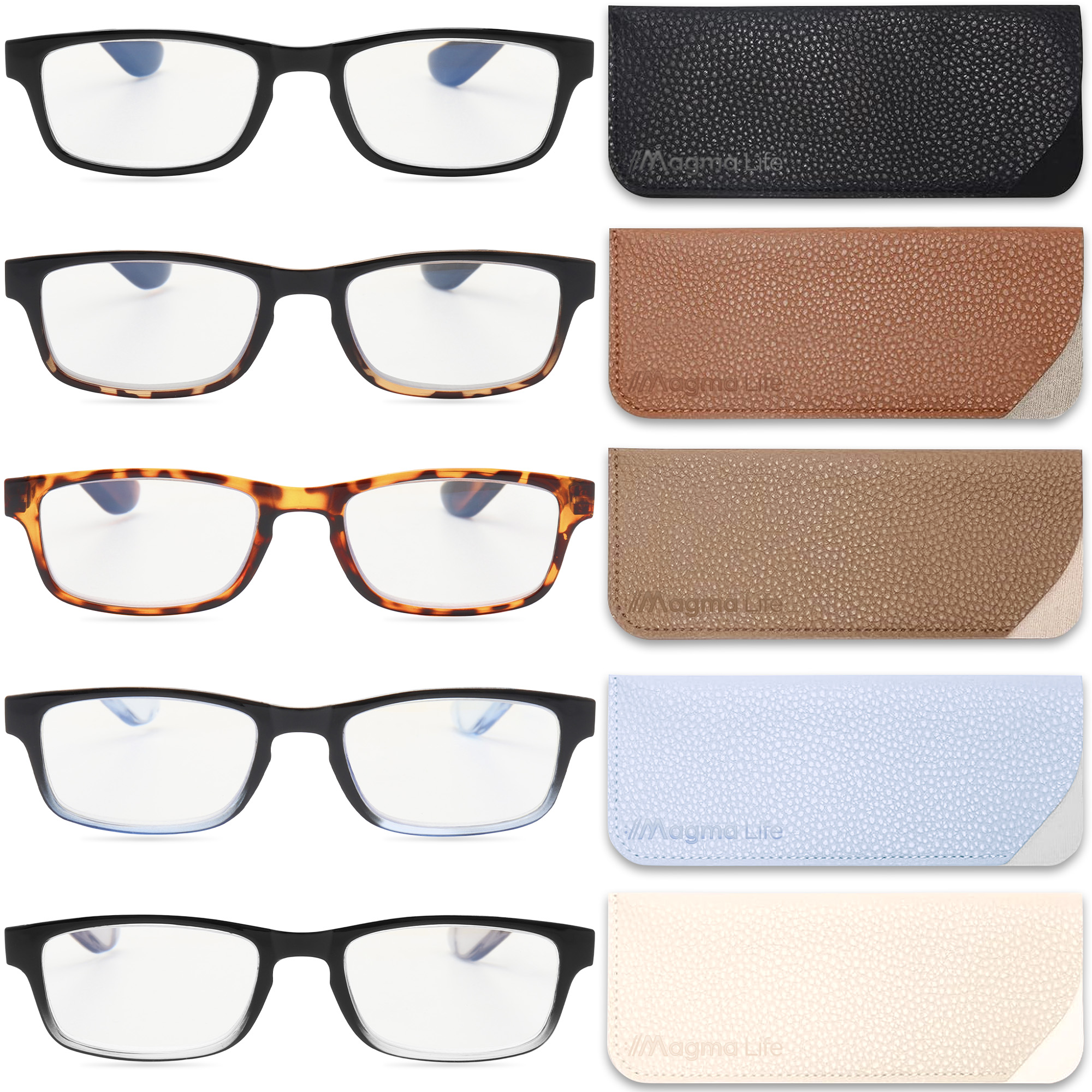Foto 2 pulgar | Set de 5 Lentes de Lectura Magma Life 0.5 Filtro Blue Light Unisex Multicolor