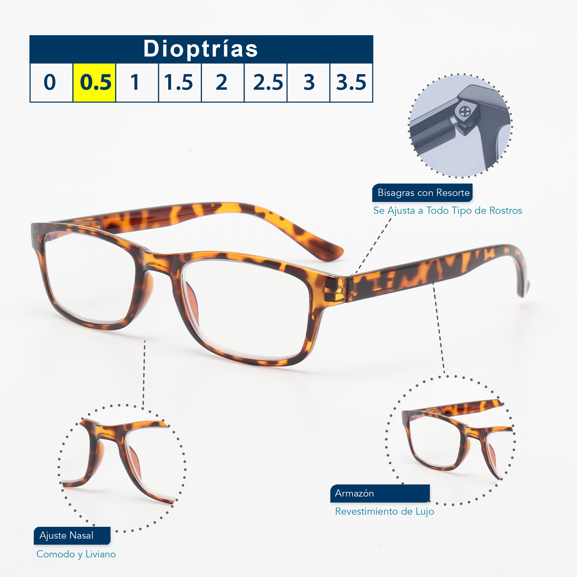 Foto 4 pulgar | Set de 5 Lentes de Lectura Magma Life 0.5 Filtro Blue Light Unisex Multicolor