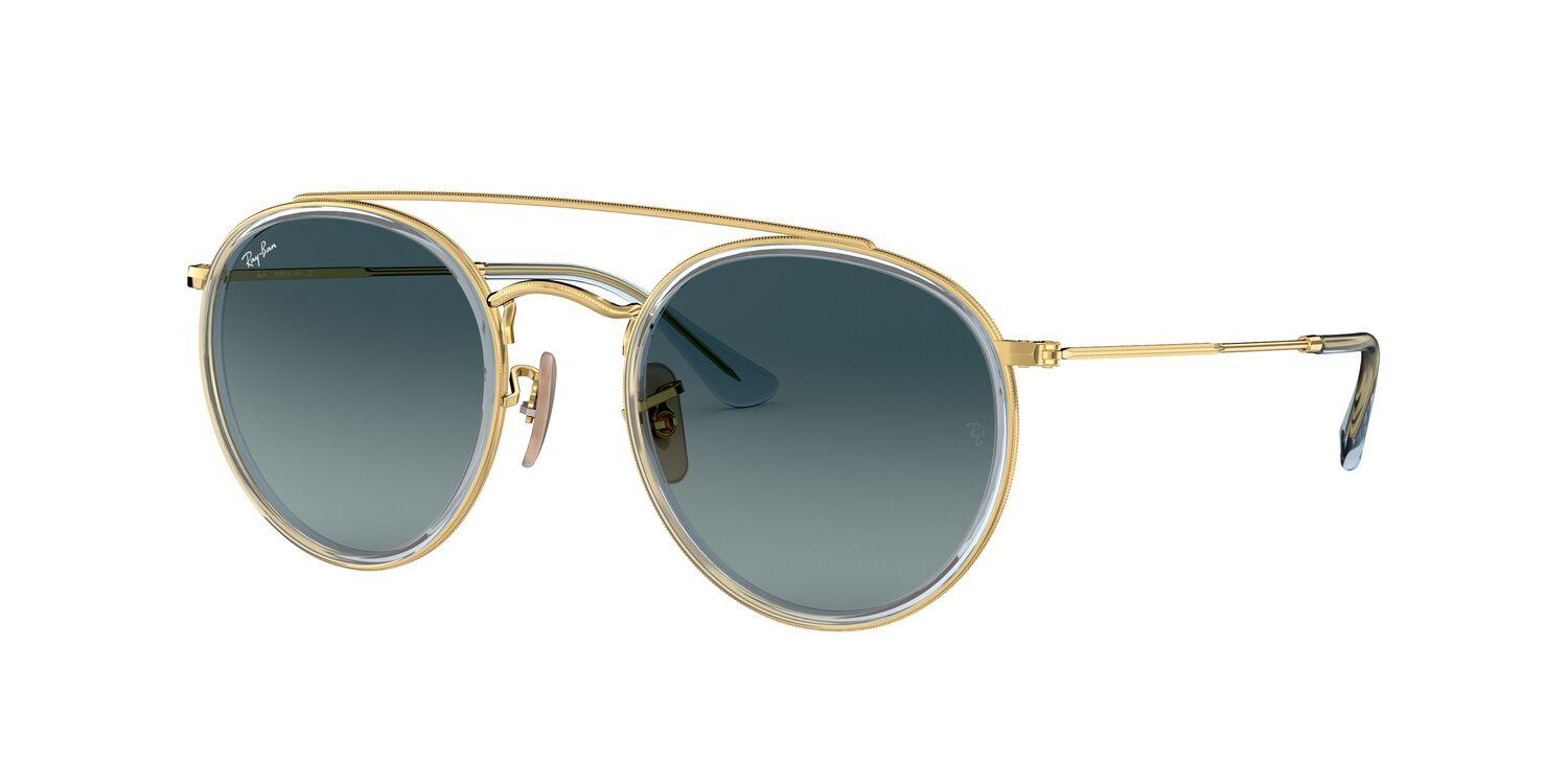 Foto 3 pulgar | Lentes De Sol Round Double Bridge color Azul Rayban
