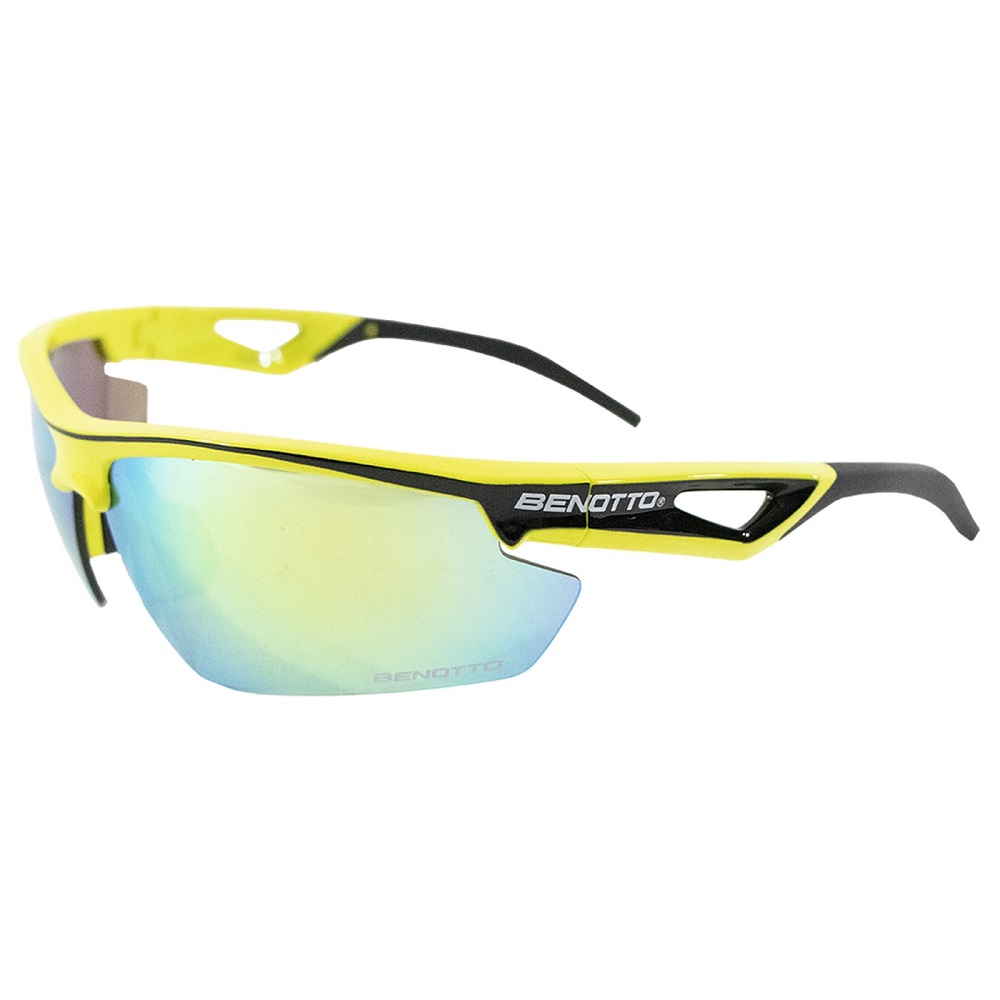 Lentes de Ciclista Benotto Armazón Amarillo Mica Verde y Azul