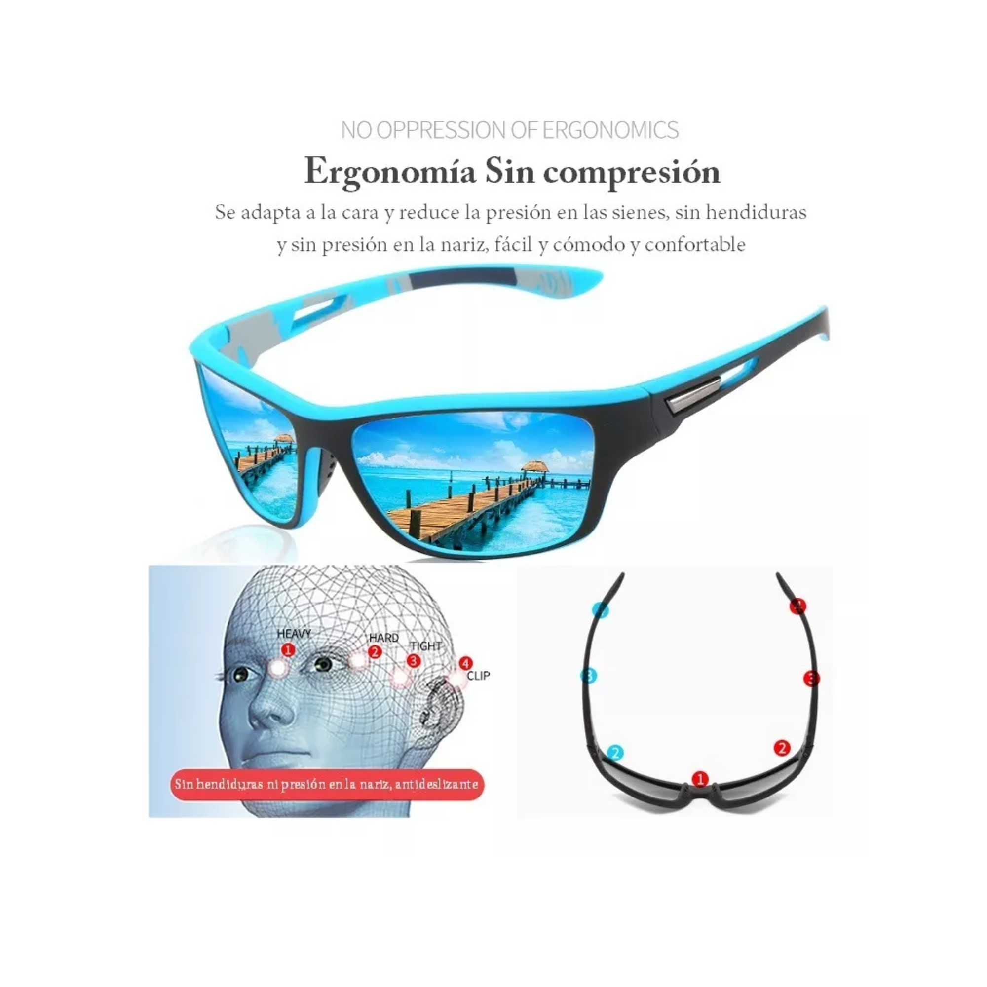 Foto 5 pulgar | Lentes De Sol Gafas Polarizadas Ciclismo Deportivo De Hombre Azul