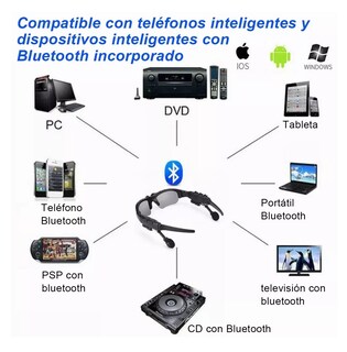 Foto 2 | Lentes de Sol Bluetooth Manos Libres Audífonos Negro Belug