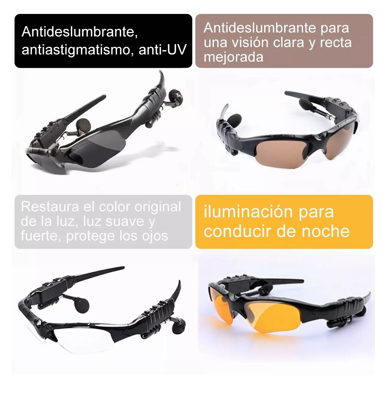 Foto 4 pulgar | Gafas de Sol Bluetooth con Audífonos Inalámbricos y Reducción de Ruido