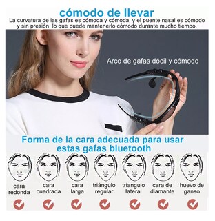 Foto 5 | Lentes de Sol Bluetooth Manos Libres Audífonos Negro Belug
