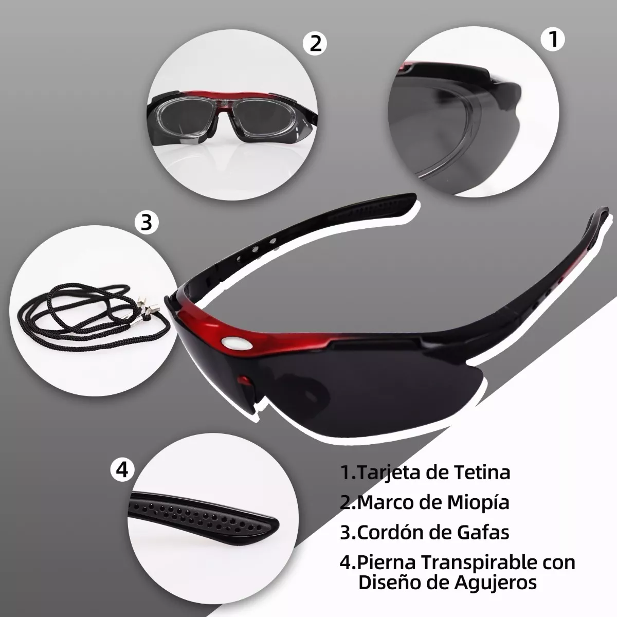 Foto 5 pulgar | Lentes De Sol Polarizadas Deportivas Para Ciclismo Eo Safe Imports Esi-15788 Negro