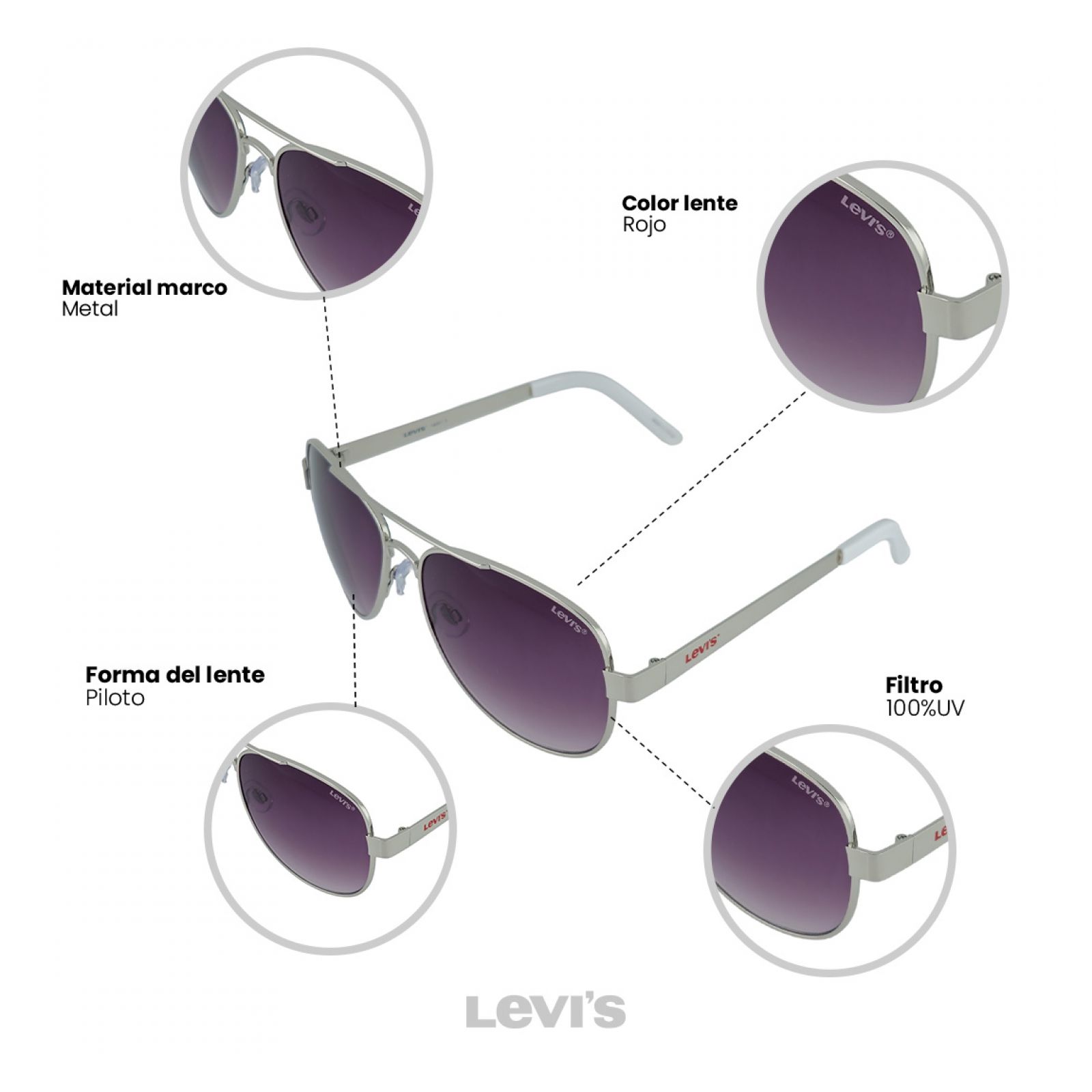 Foto 3 pulgar | Lentes De Sol Levi's X14057 Outlook Unisex