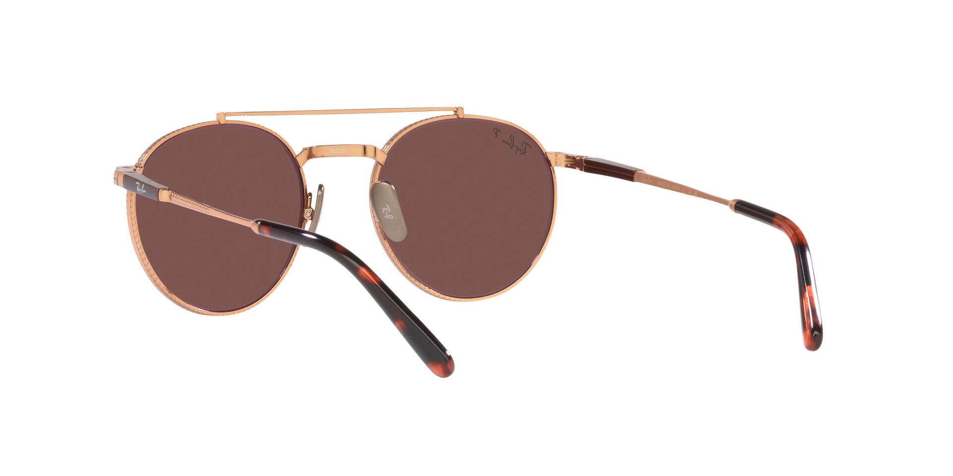Foto 7 pulgar | Lente de Sol Ray-ban Round Ii Titanium Polar Dark Violet Polarizado Unisex