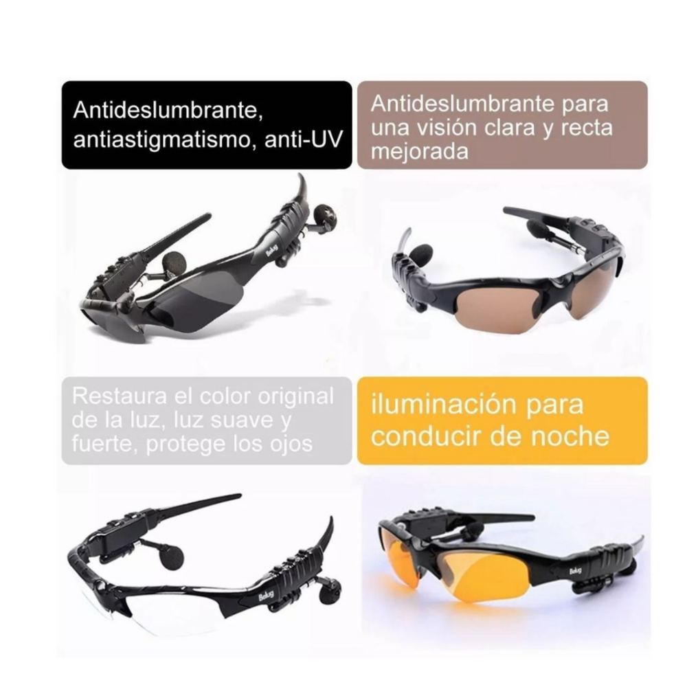 Foto 4 pulgar | Lentes De Sol Bluetooth Manos Libres Audífonos Negro Belug
