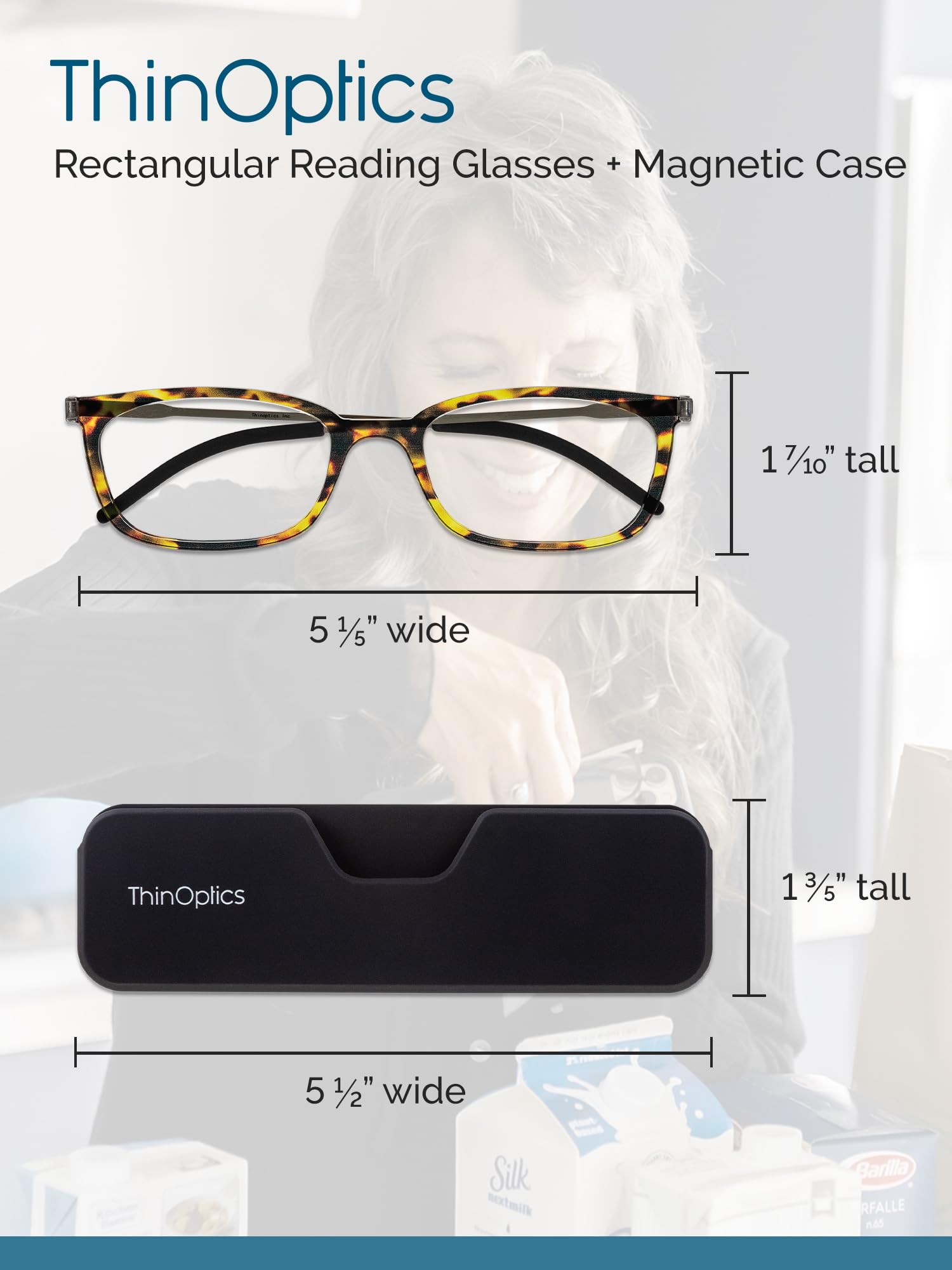 Foto 8 pulgar | Gafas Thinoptics Reading, Unisex, Para Adultos, 1,50 Cm, Color Negro, Con Funda - Venta Internacional.
