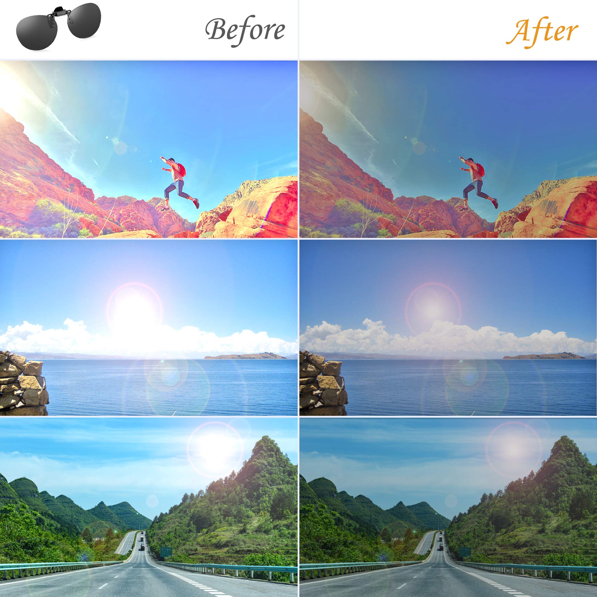 Foto 7 | Gafas De Sol Con Clip Splaks, Redondas, Polarizadas, Unisex, Abatibles - Venta Internacional.
