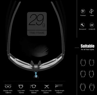 Foto 4 | Gafas Xtellar Polarizadas Uv400 Multi-lentes Para Ciclismo Y Actividades Al Aire Libre Negro-rosa