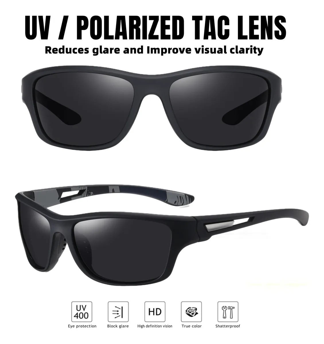 Foto 3 pulgar | Lentes De Sol Belug Polarizados Hombres Protección Uv400 2 Piezas Negro  Marron