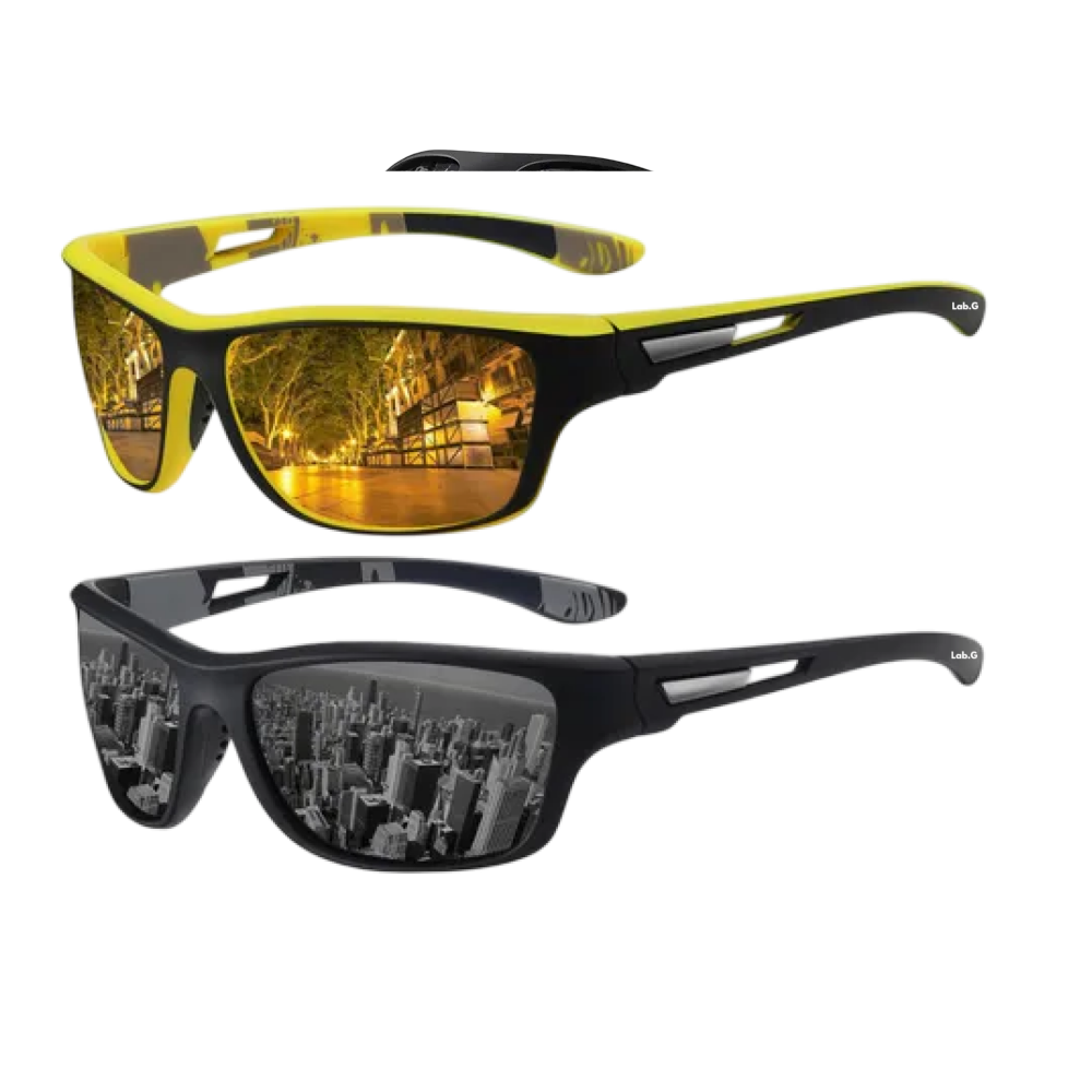 Foto 2 pulgar | Lentes De Sol  Lab.g Polarizados Hombres Protección Uv400 2 Piezas Negro Amarillo