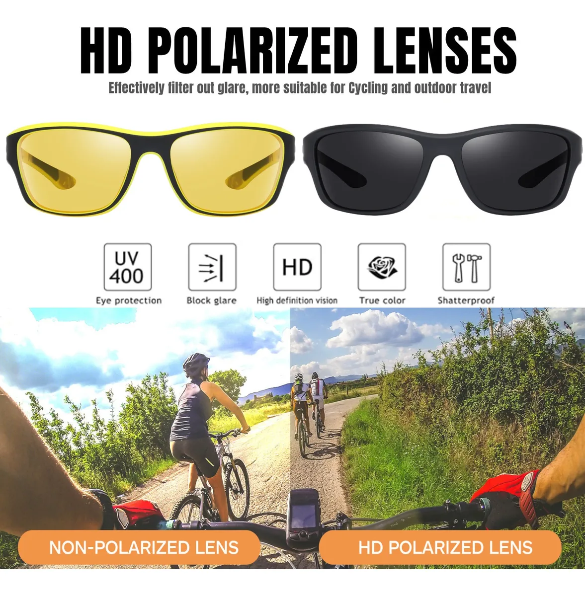 Foto 4 pulgar | Lentes De Sol  Belugpolarizados Hombres Protección Uv400 2 Piezas Negro  Amarillo