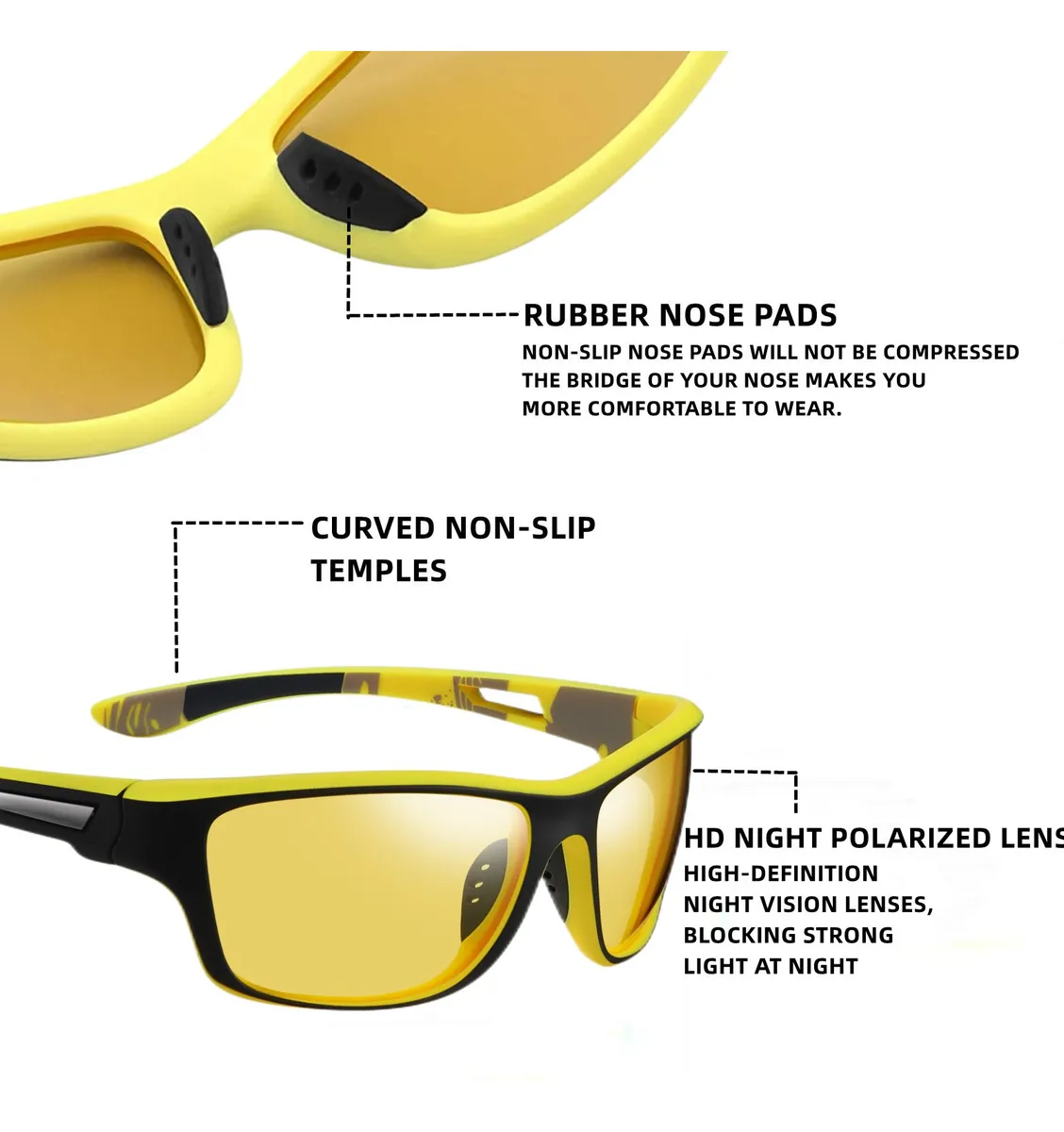 Foto 5 pulgar | Lentes De Sol  Belugpolarizados Hombres Protección Uv400 2 Piezas Negro  Amarillo