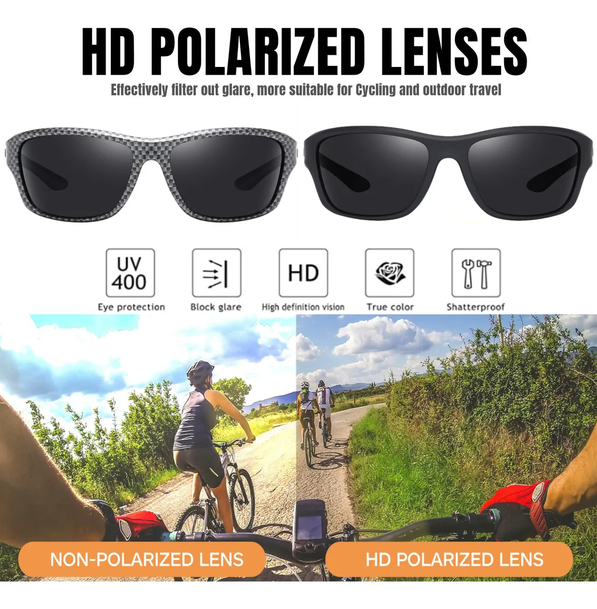 Foto 3 | Lentes De Sol Belug Polarizados Hombres Protección Uv400 2 Piezas Negro  Cxamuflaje