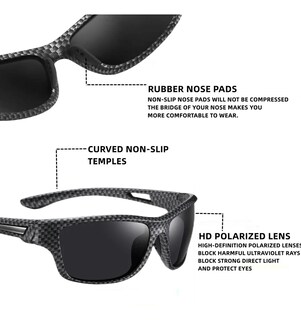 Foto 5 | Lentes De Sol Belug Polarizados Hombres Protección Uv400 2 Piezas Negro Cxamuflaje