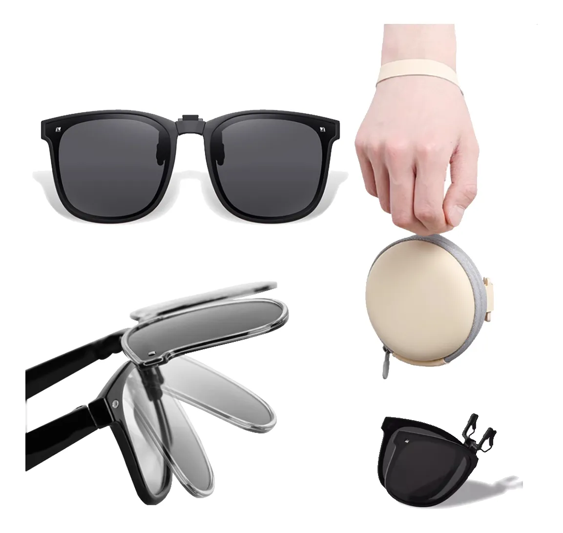 Foto 3 pulgar | Clip De Gafas De Sol  Belug Plegable Portátil Para Gafas De Miopía Negro